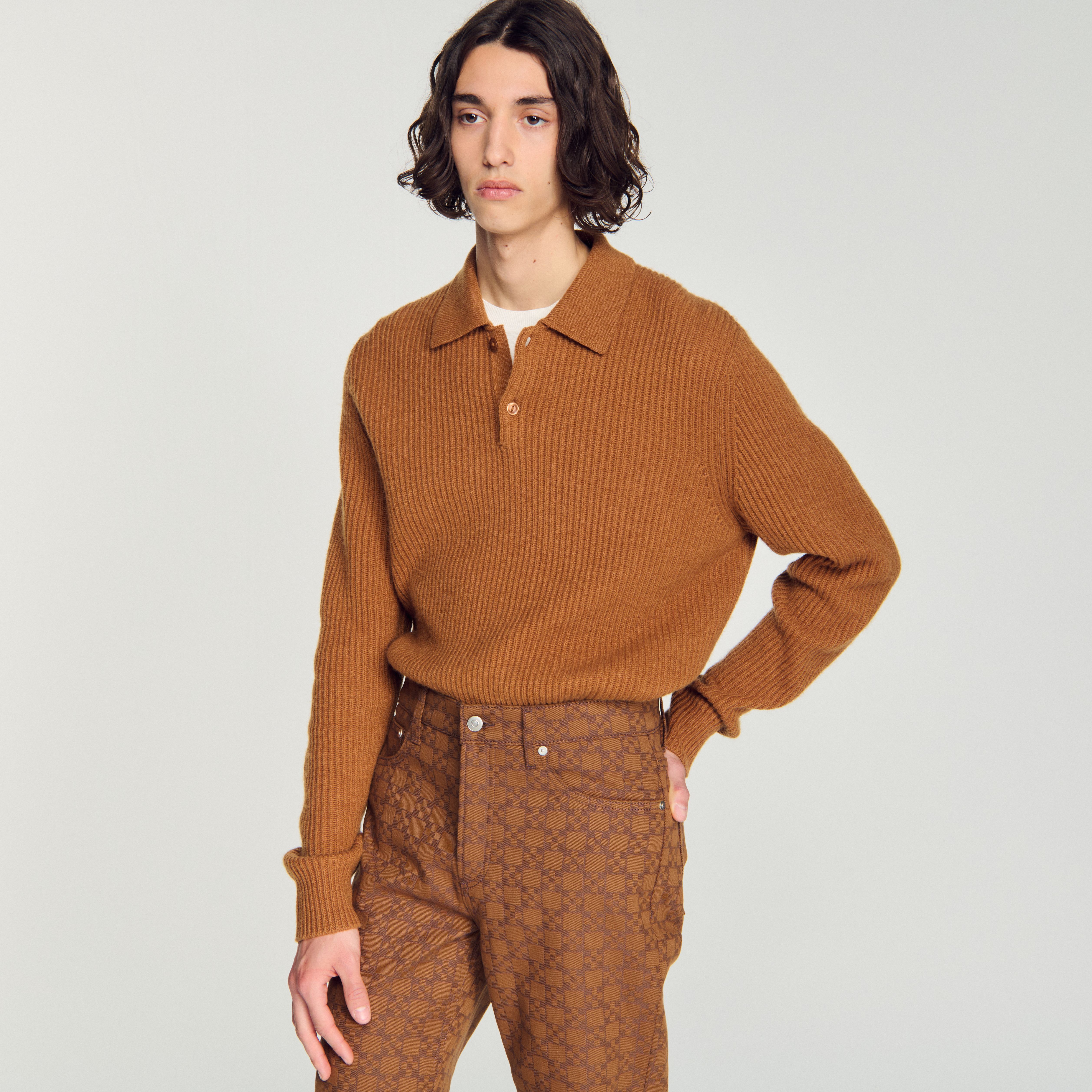 Sandro - Quần jeans họa tiết chữ thập vuông