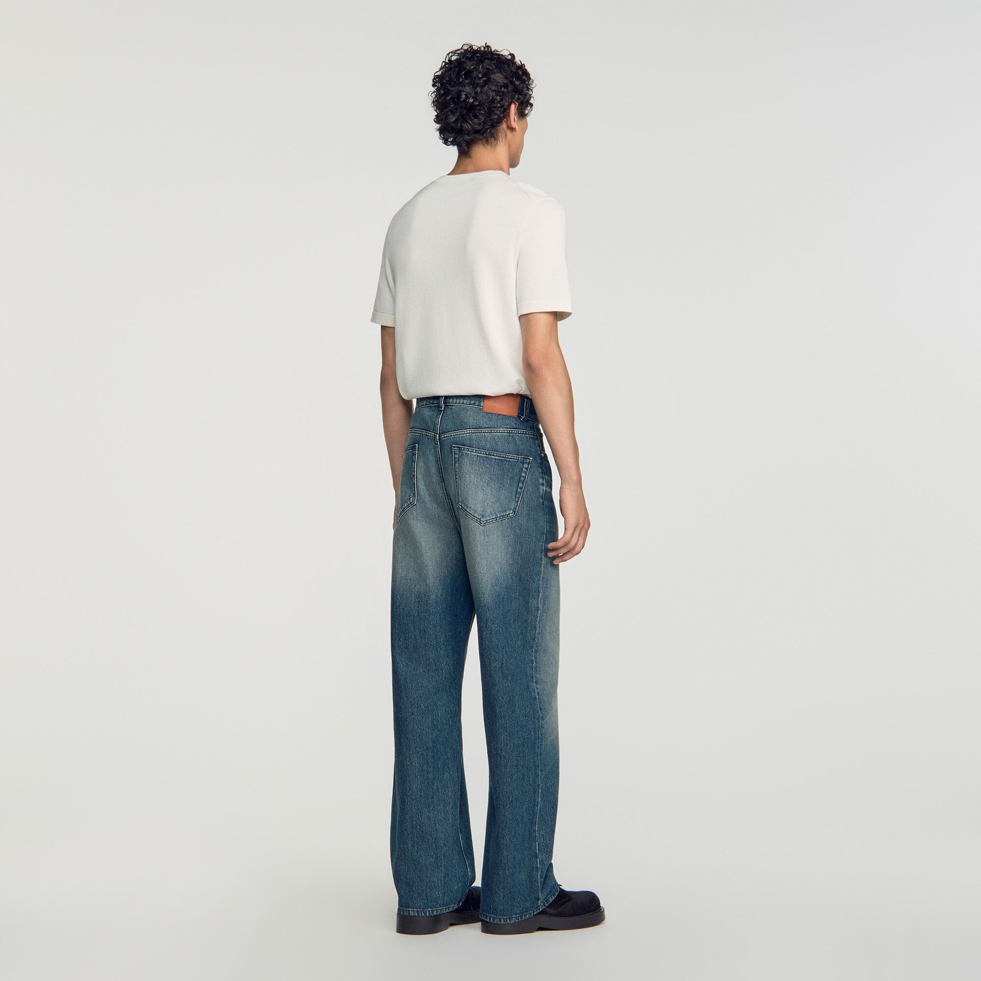 Quần jeans cotton bạc màu dáng baggy