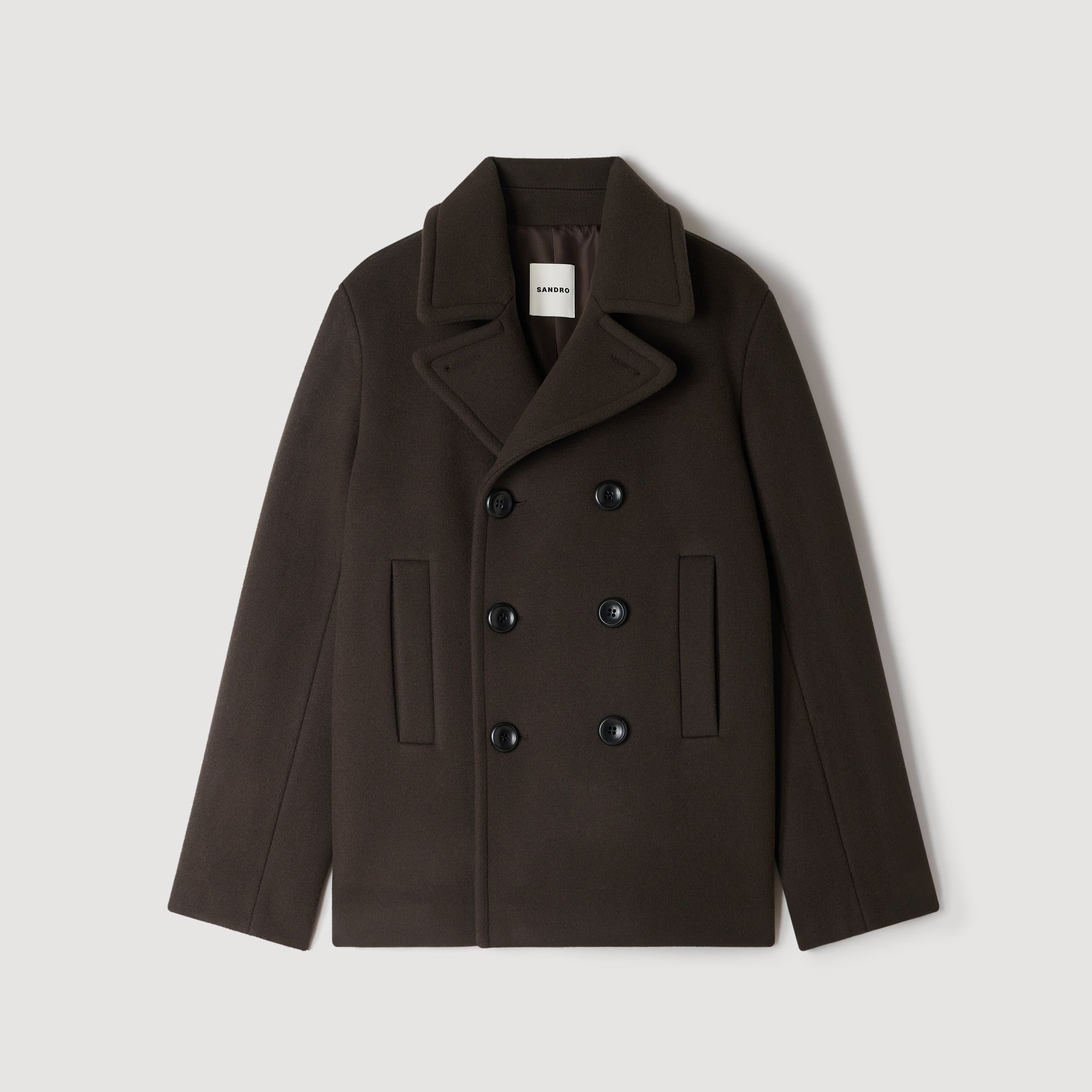 Áo pea coat len hai hàng cúc