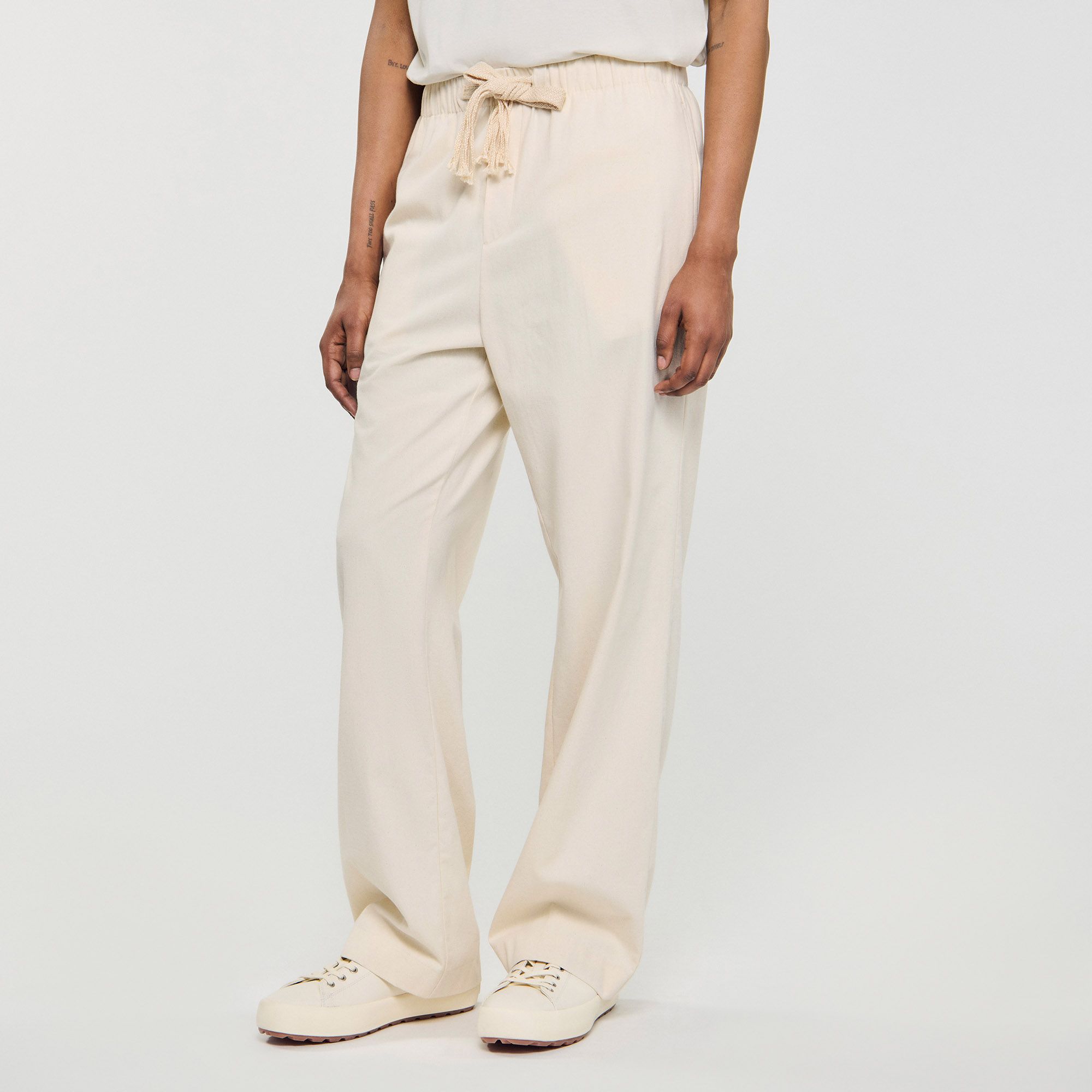 Sandro - Quần ống rộng chất liệu cotton co giãn