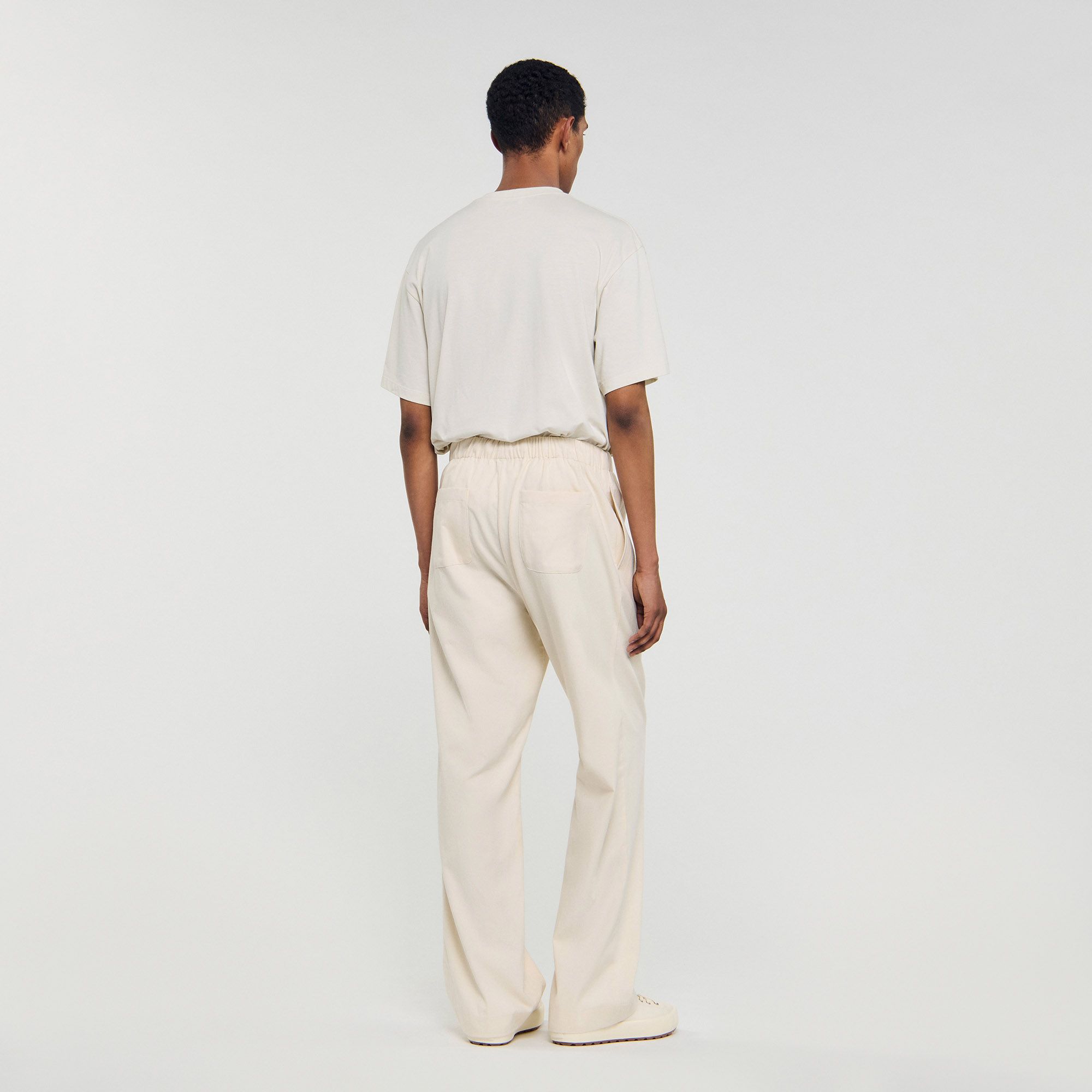 Sandro - Quần ống rộng chất liệu cotton co giãn