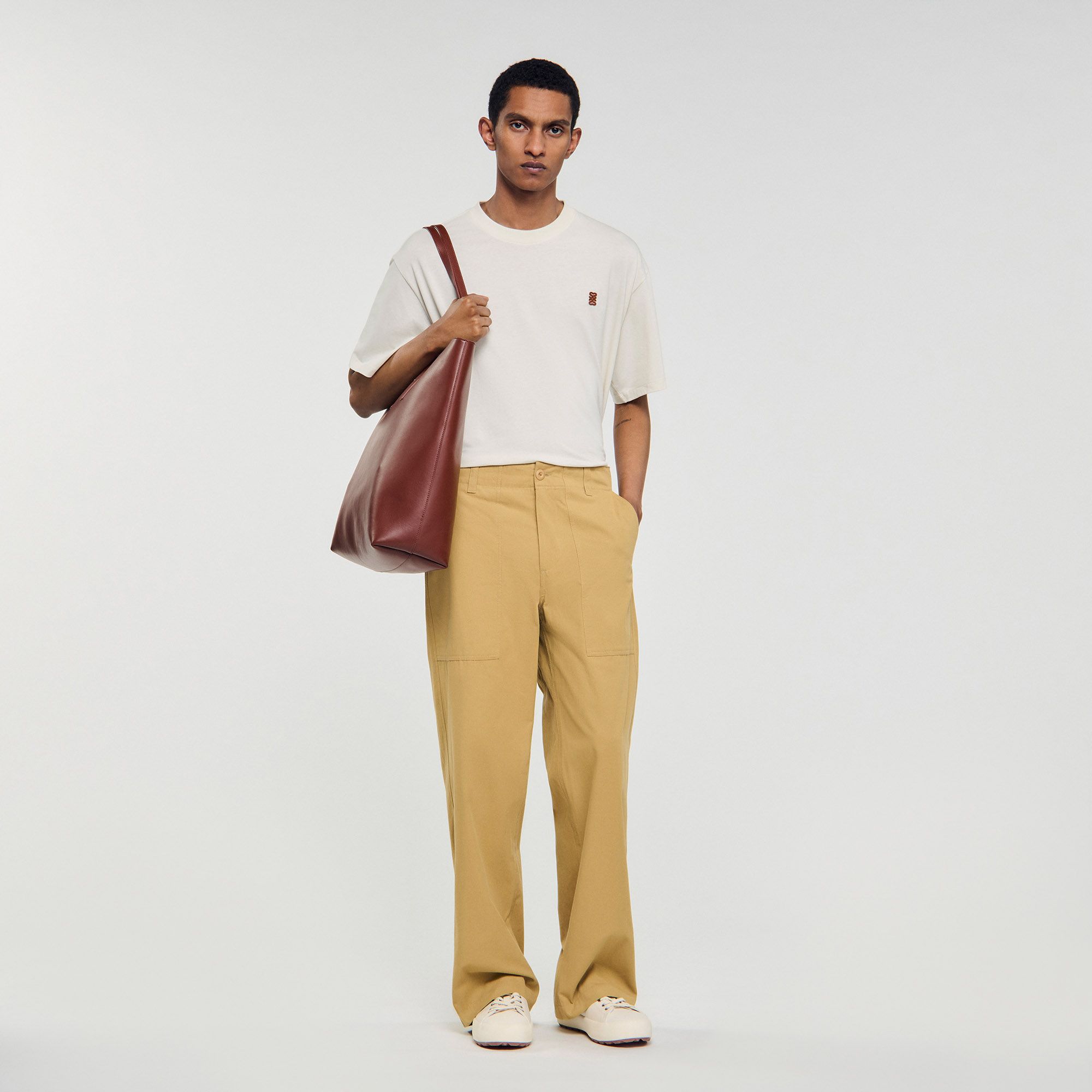 Sandro - Quần dài ống rộng cotton