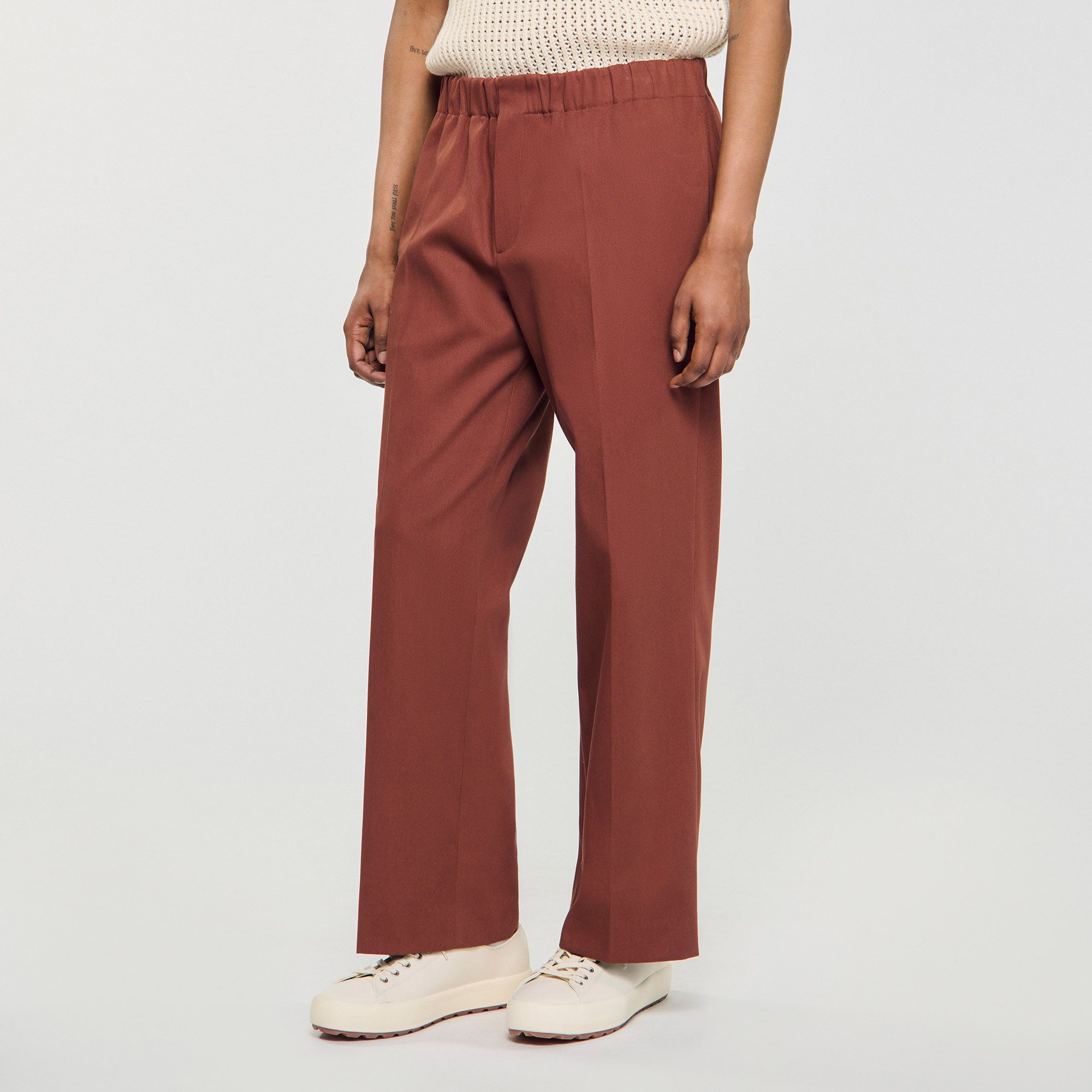Sandro - Quần ống rộng cotton co giãn