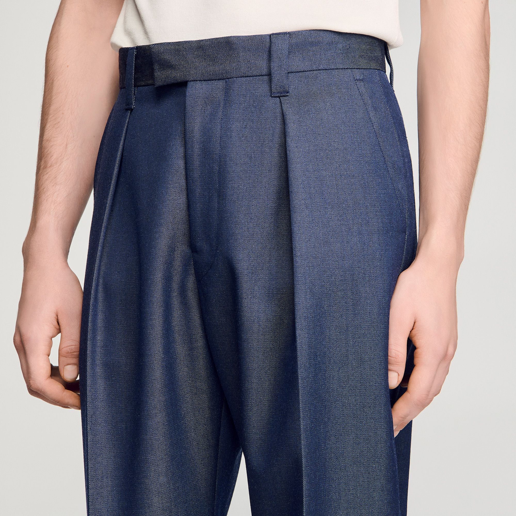Sandro - Quần trousers xếp ly hiệu ứng denim