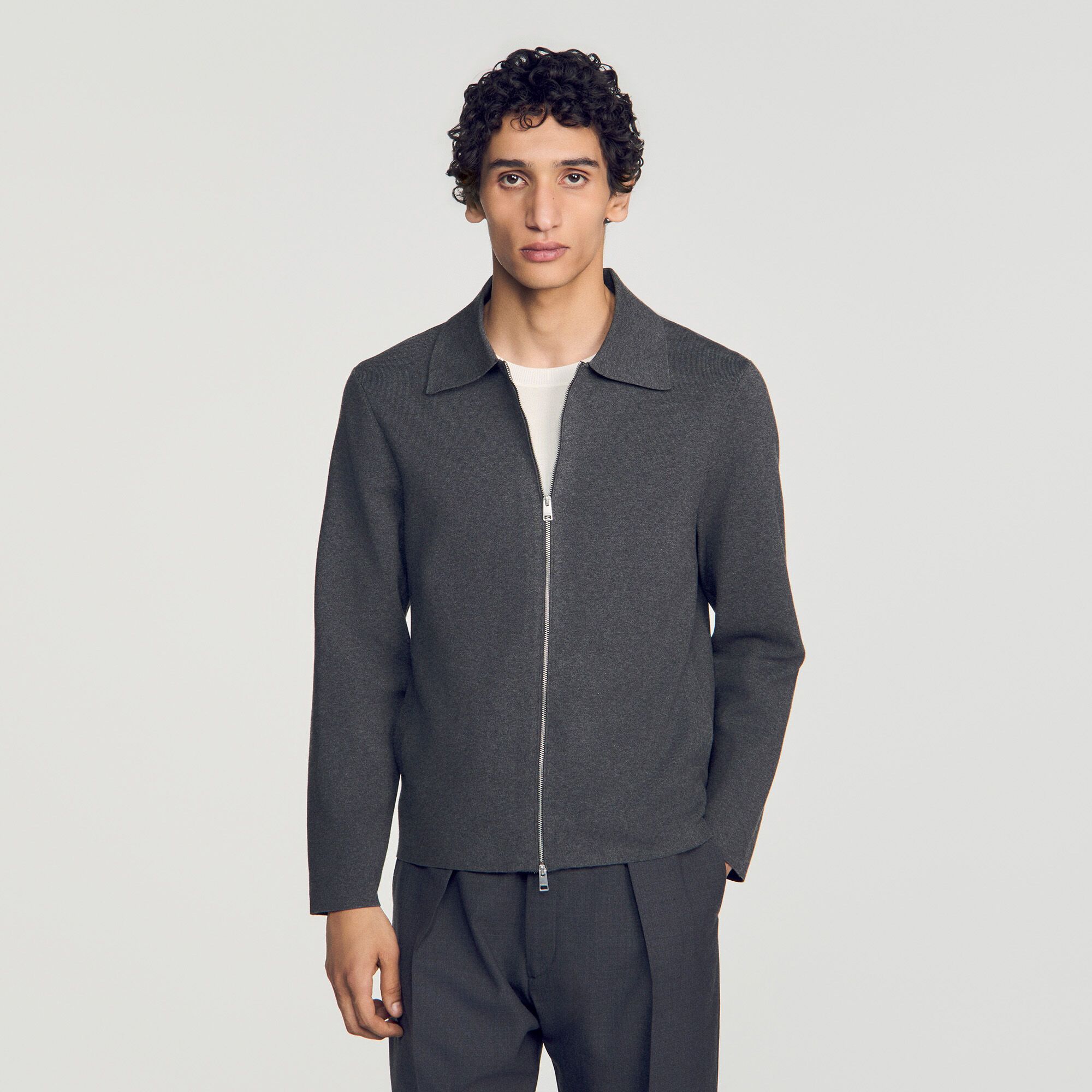 Áo khoác cardigan dệt kim viscose có khóa kéo