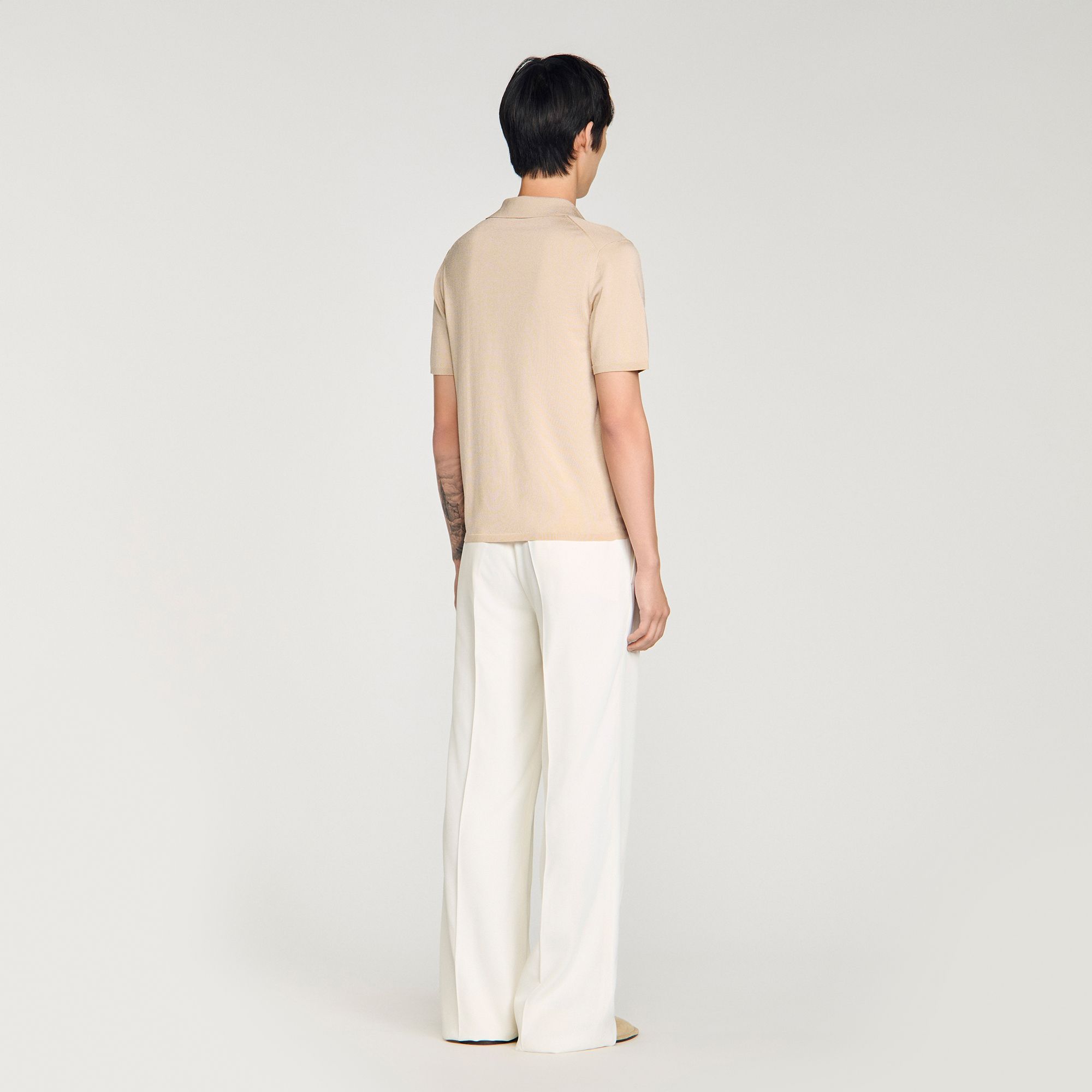 Sandro - Áo polo cổ chữ V tay ngắn