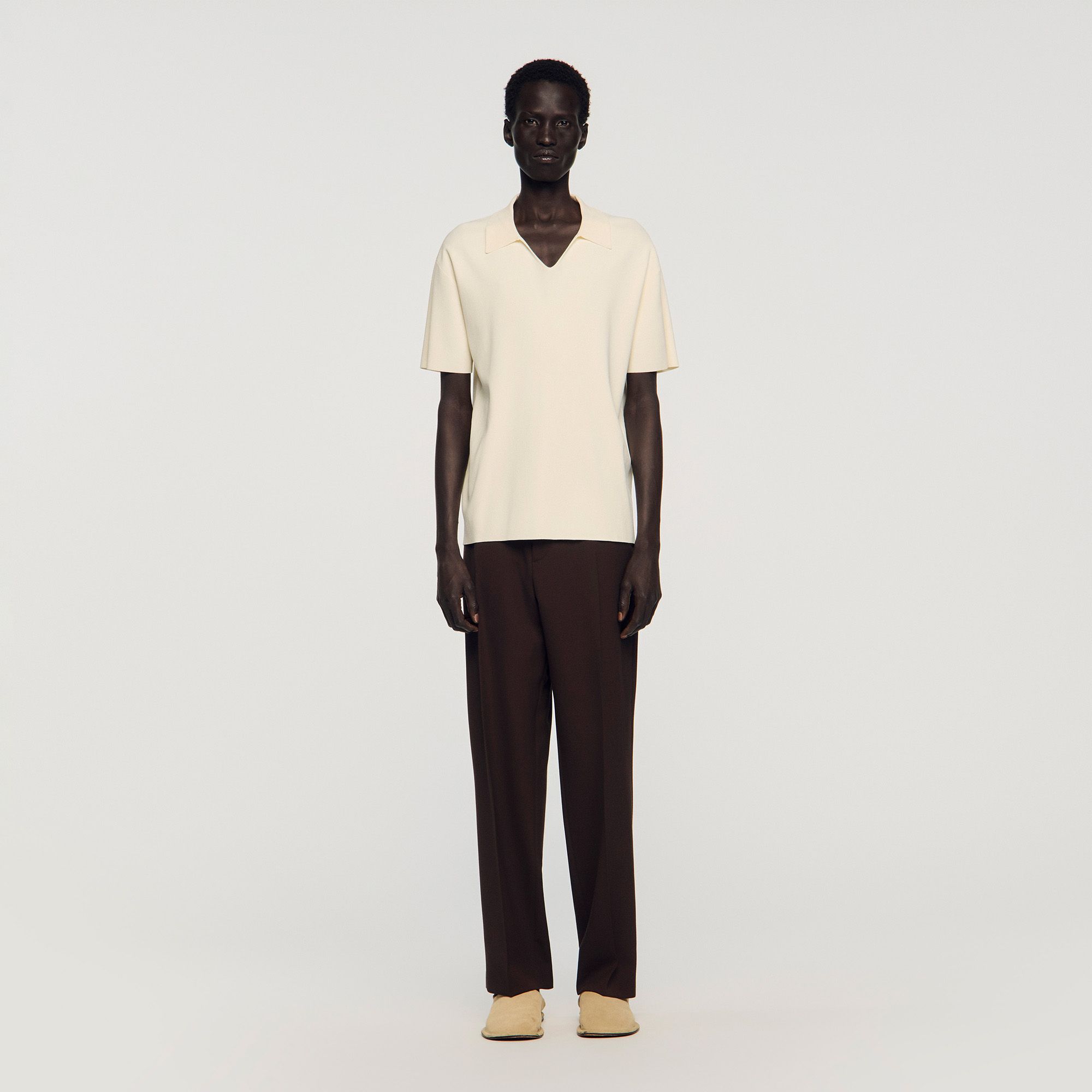 Sandro - Áo polo dệt kim co giãn
