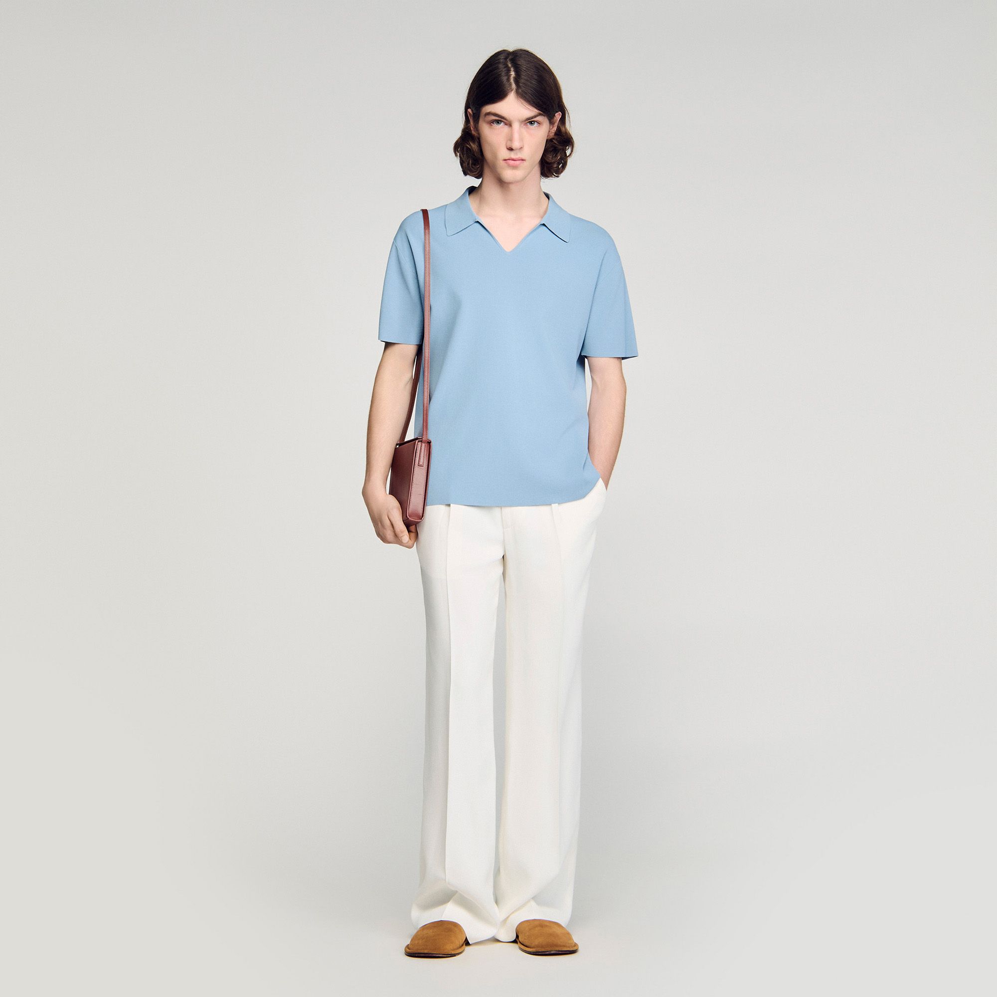 Sandro - Áo polo dệt kim co giãn