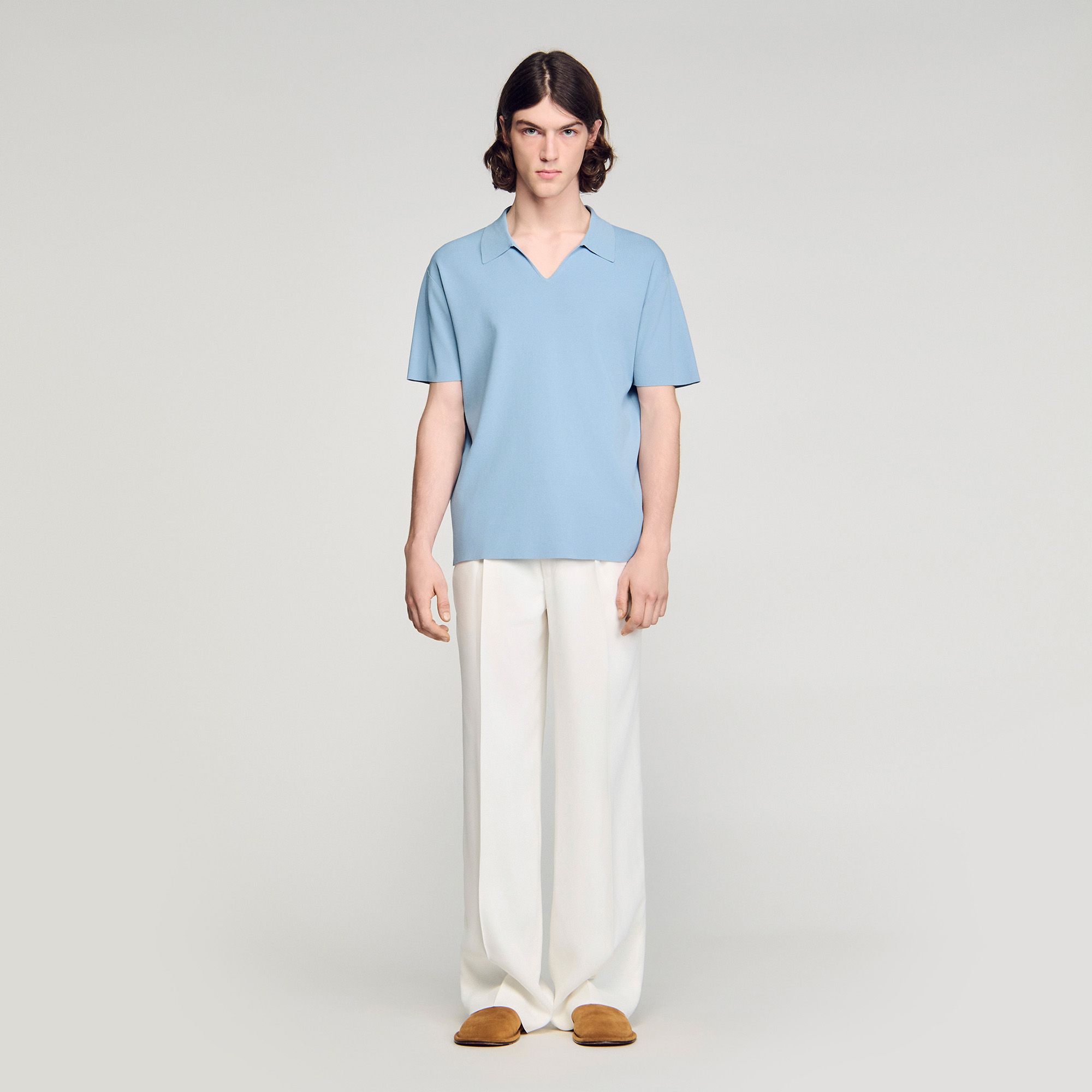 Sandro - Áo polo dệt kim co giãn