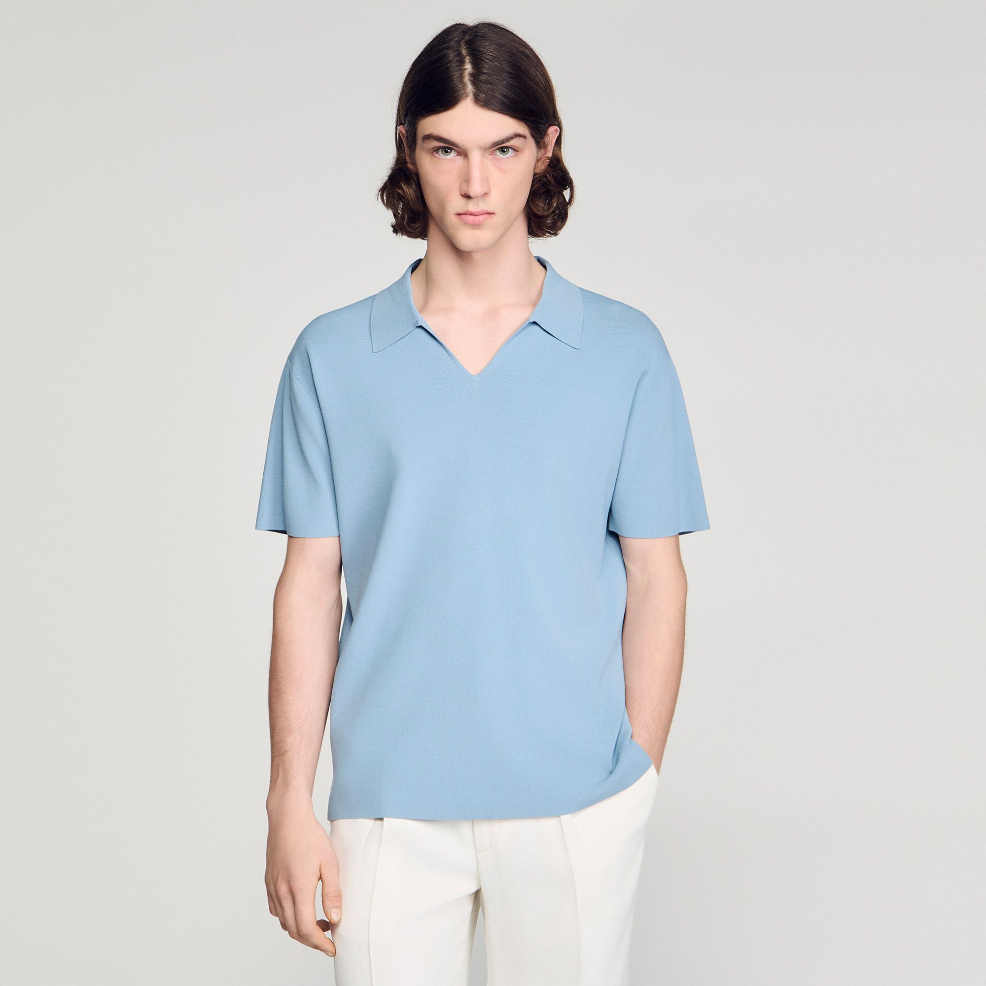 Sandro - Áo polo dệt kim co giãn