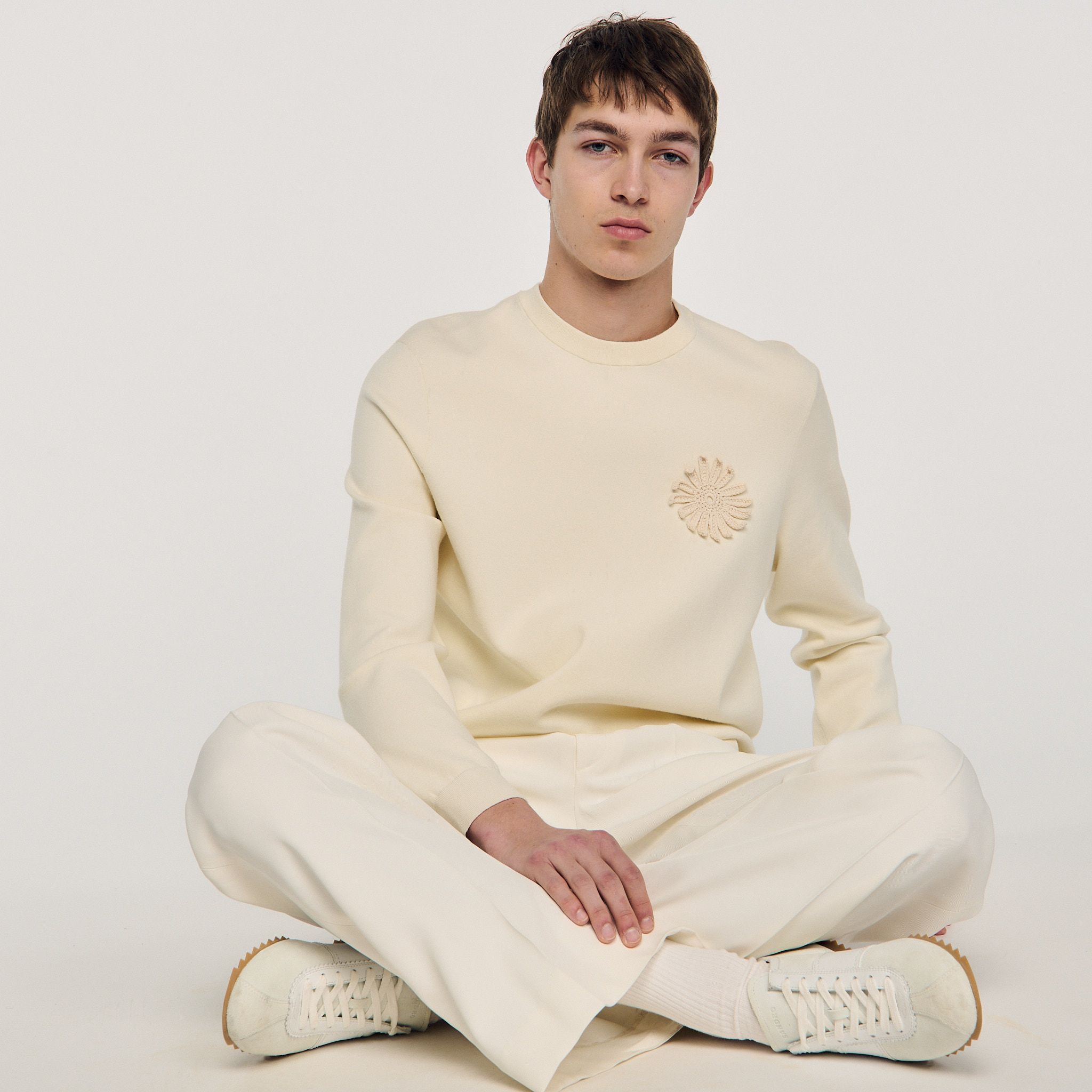 Sandro - Áo sweatshirt dệt kim đính crochet