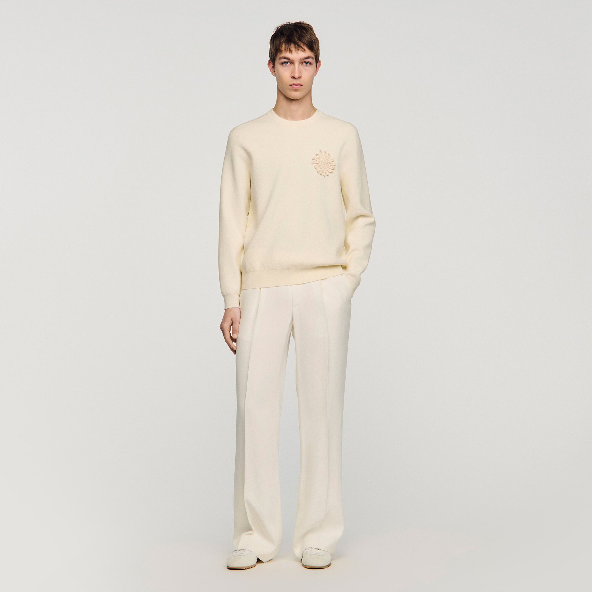 Sandro - Áo sweatshirt dệt kim đính crochet