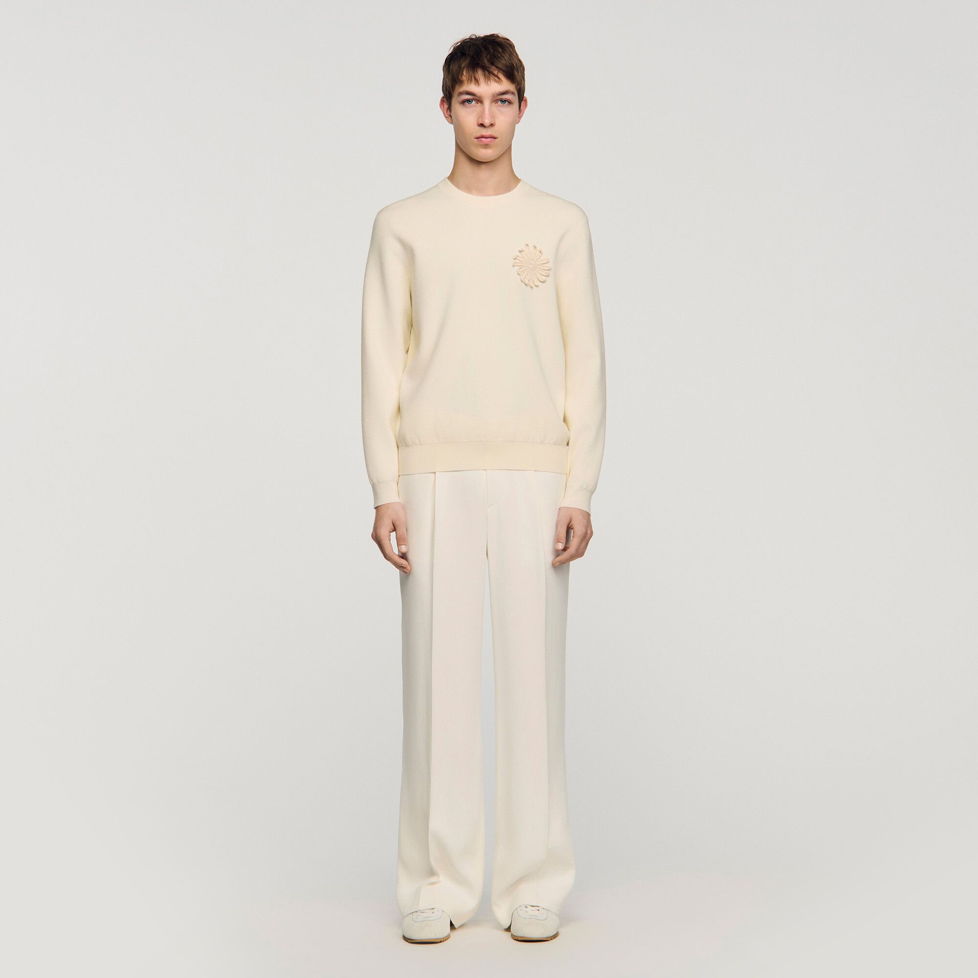 Sandro - Áo sweatshirt dệt kim đính crochet