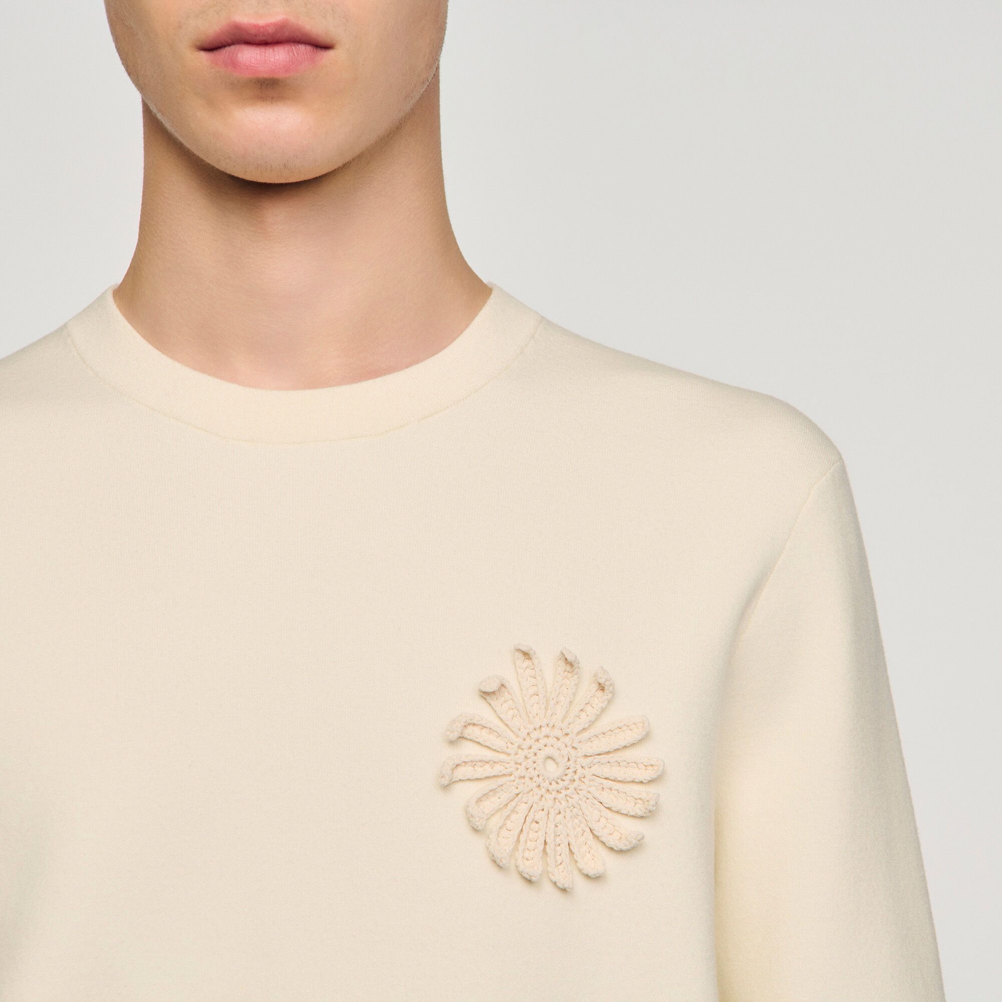 Sandro - Áo sweatshirt dệt kim đính crochet