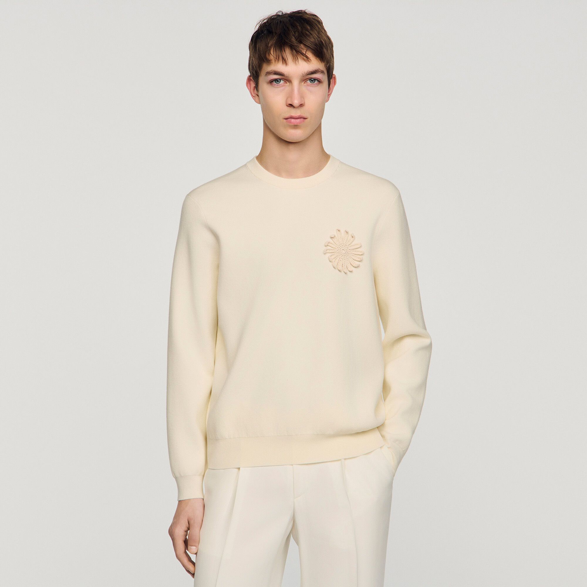 Sandro - Áo sweatshirt dệt kim đính crochet