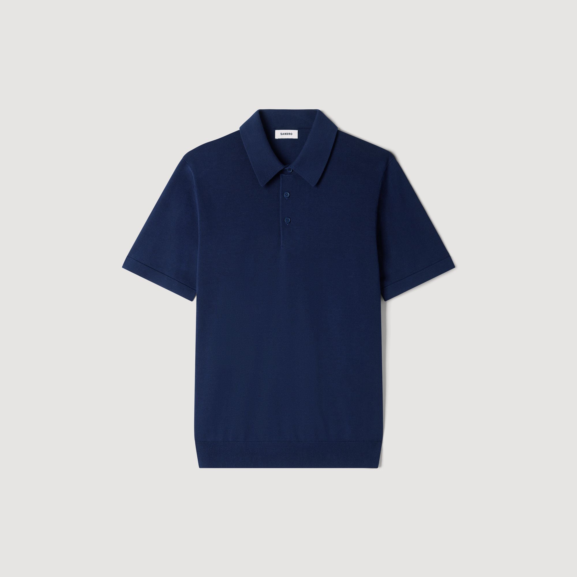 Sandro - Áo polo cotton phối lụa