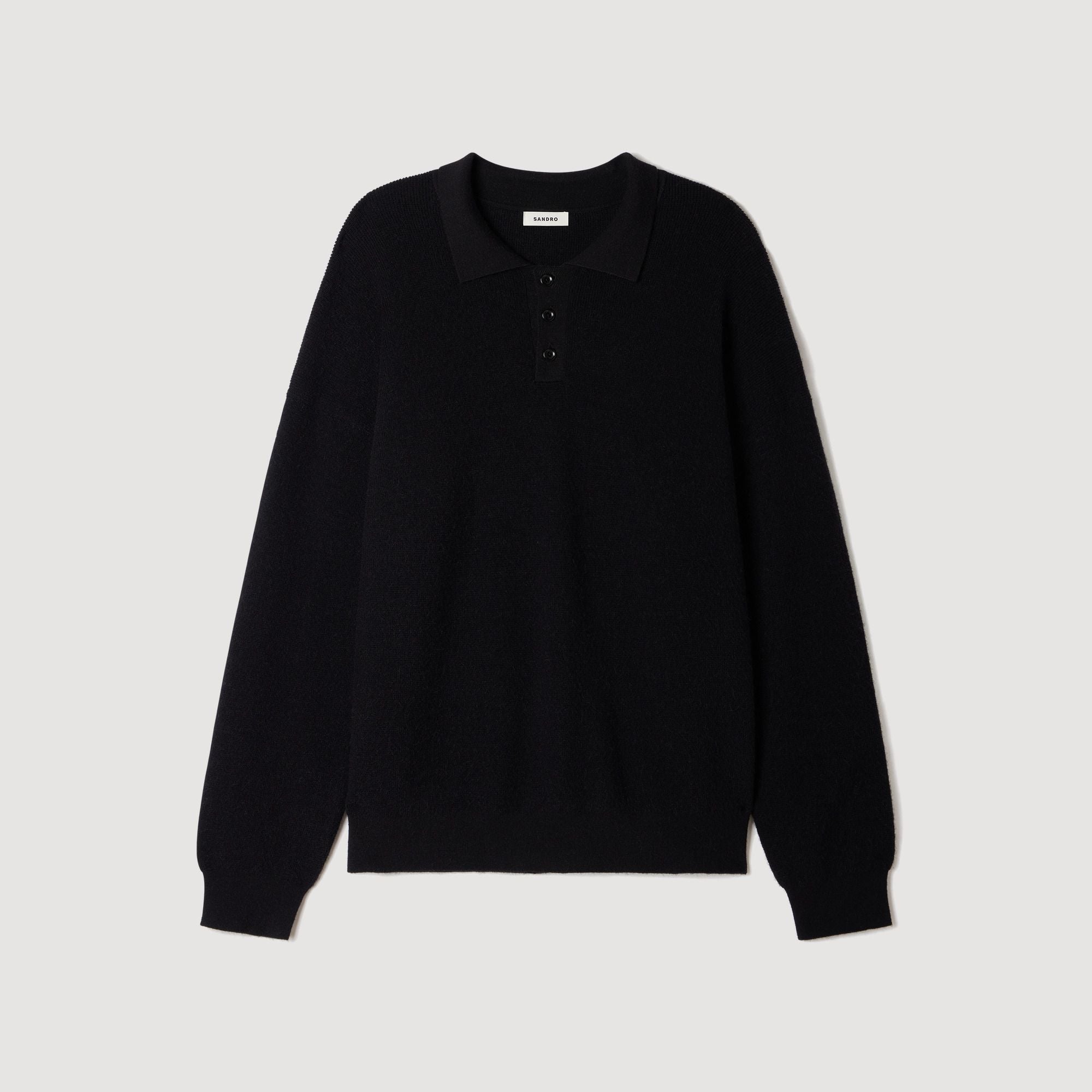 Áo polo len alpaca gân