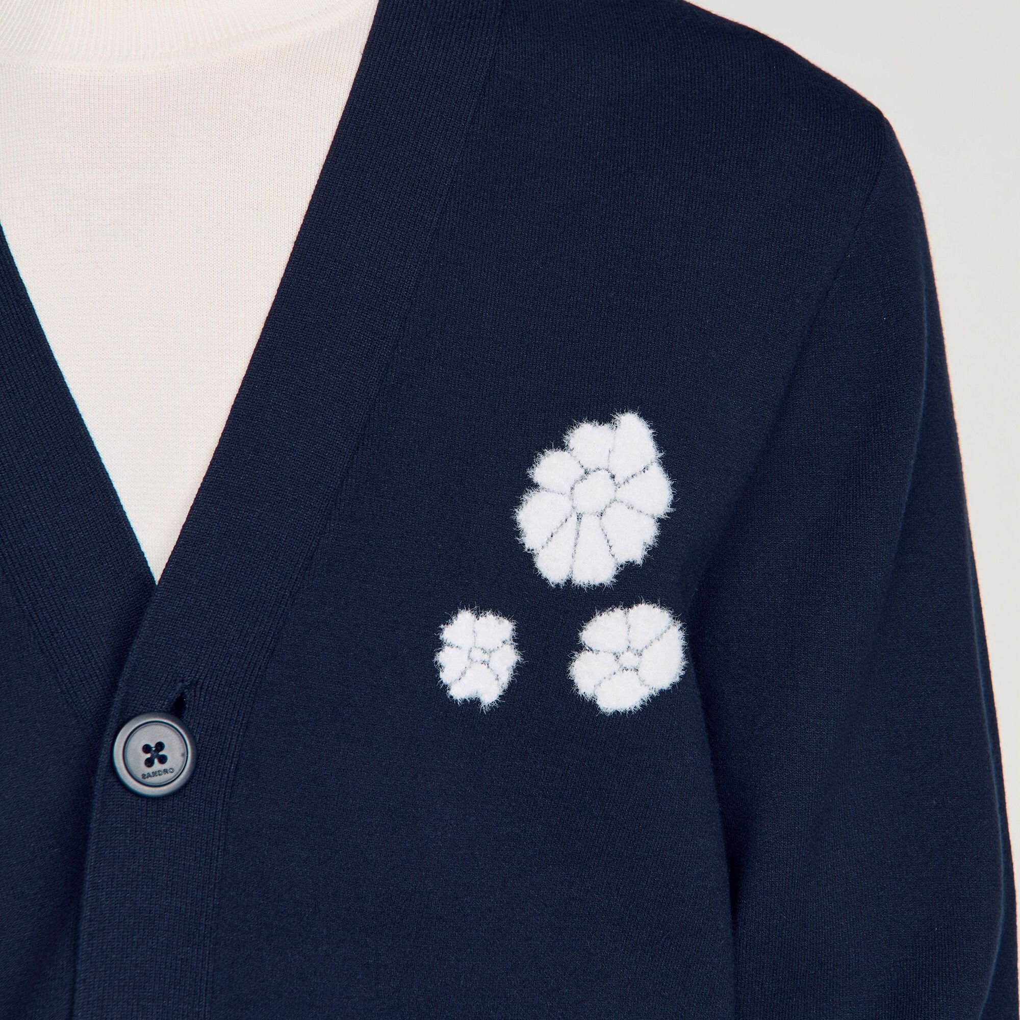 Áo cardigan len dệt họa tiết hoa jacquard