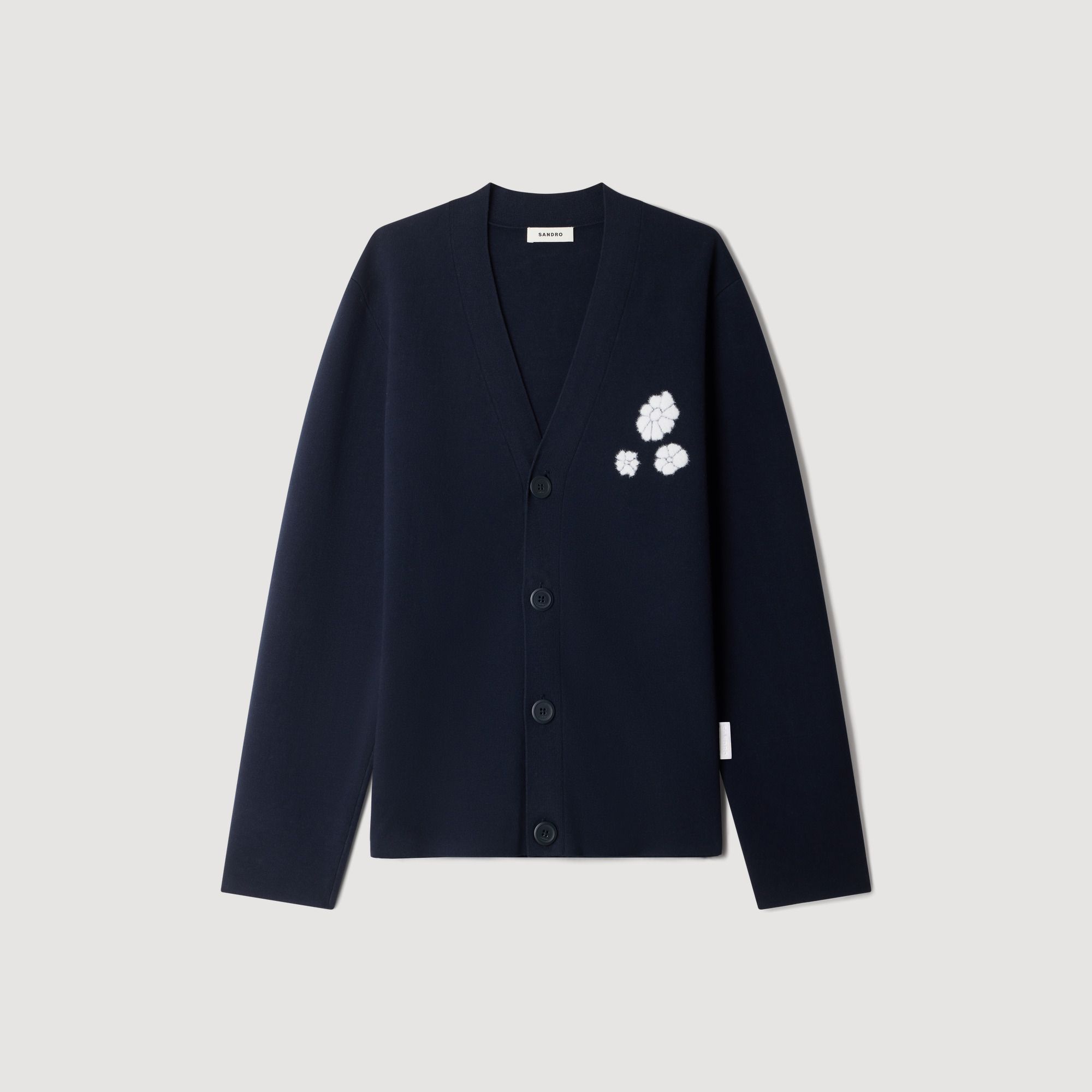 Áo cardigan len dệt họa tiết hoa jacquard