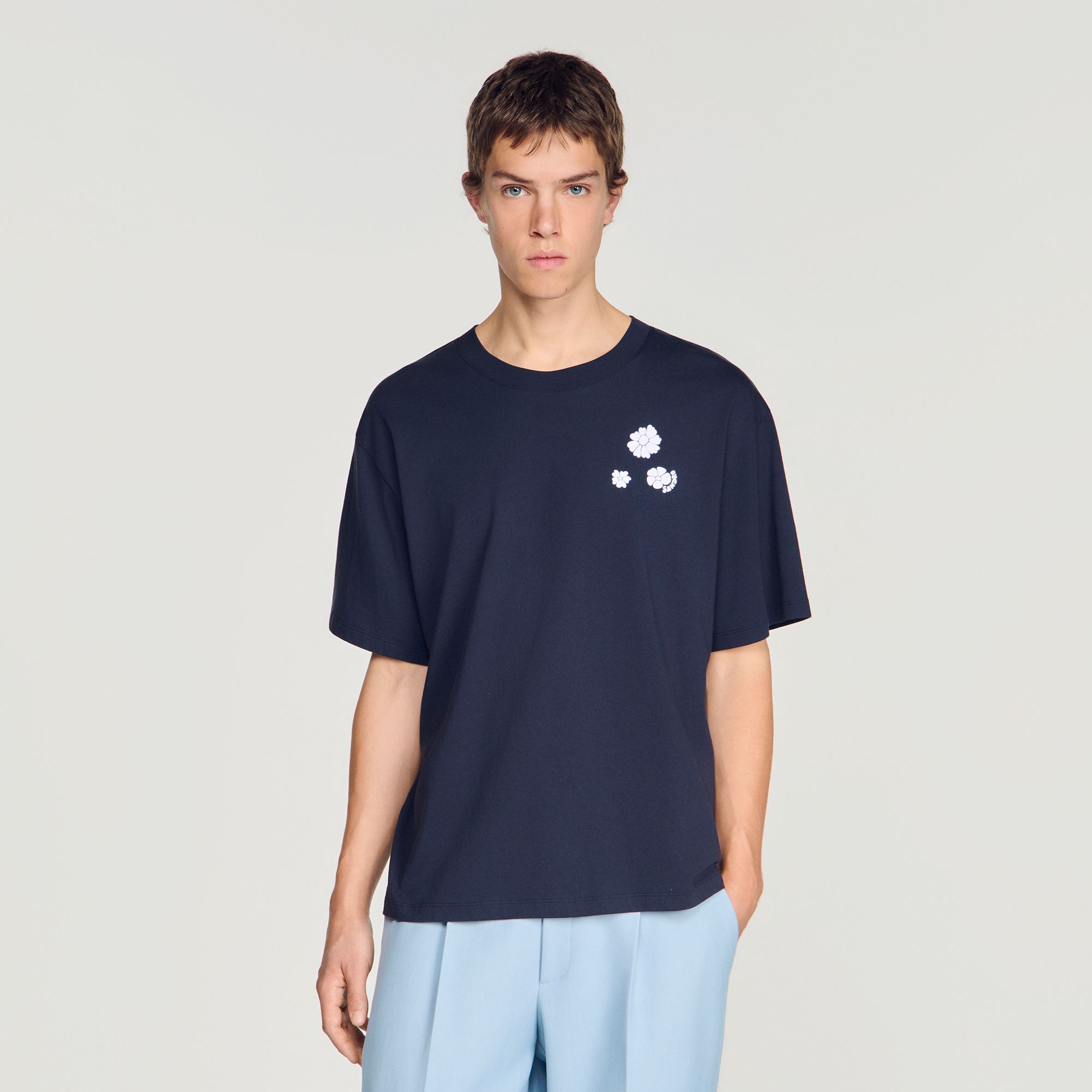 Sandro - Áo thun cotton in hoạ tiết