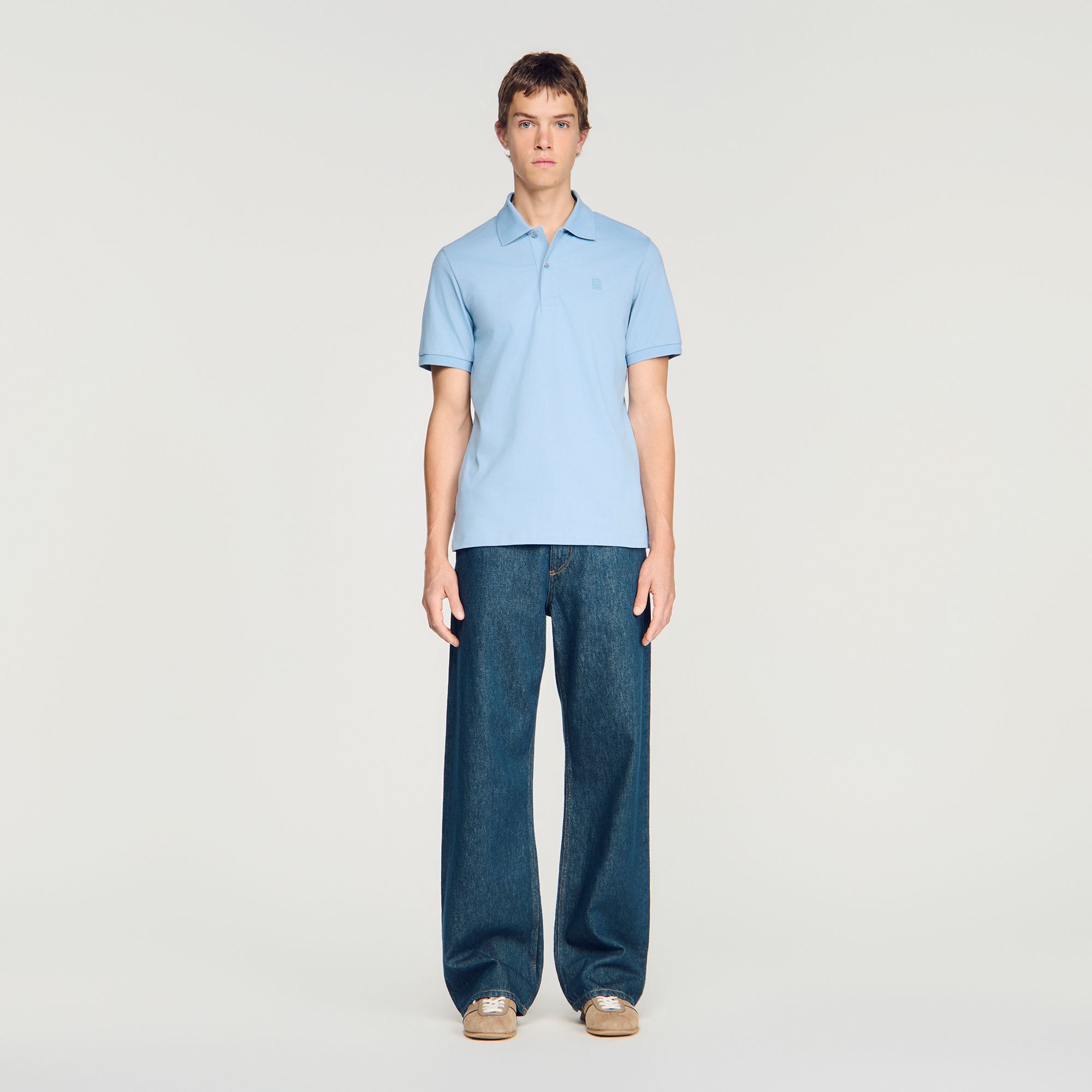 Sandro - Áo polo cotton phối logo