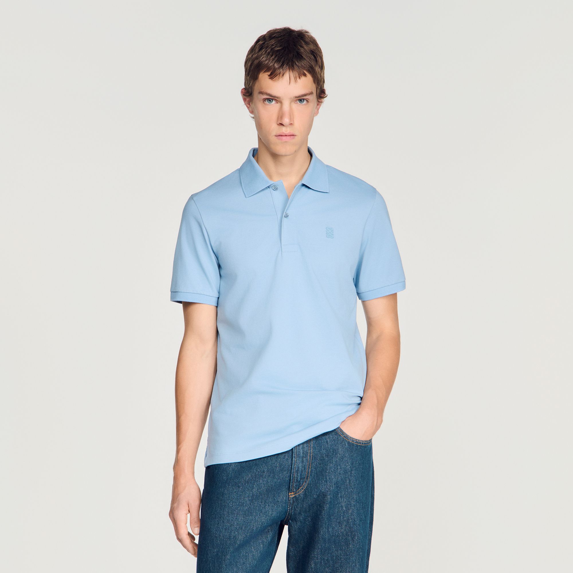 Sandro - Áo polo cotton phối logo