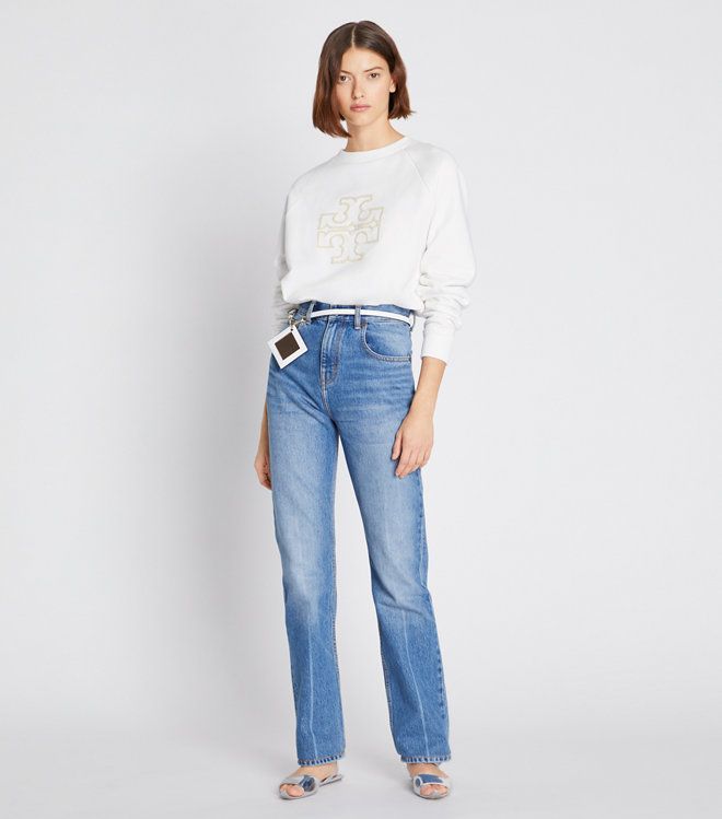 Tory Burch - Áo crewneck Merino French Terry Raglan Logo