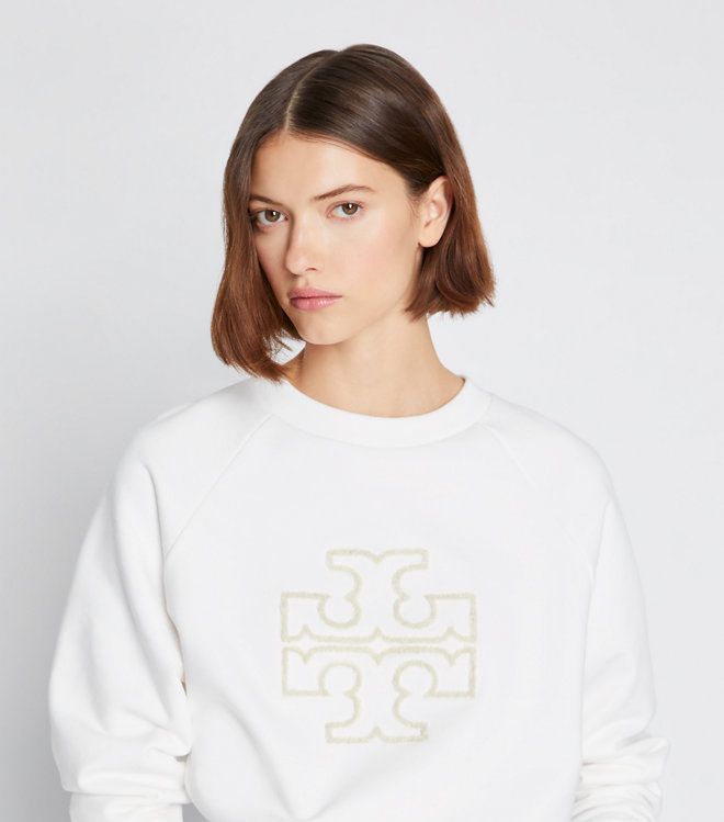 Tory Burch - Áo crewneck Merino French Terry Raglan Logo