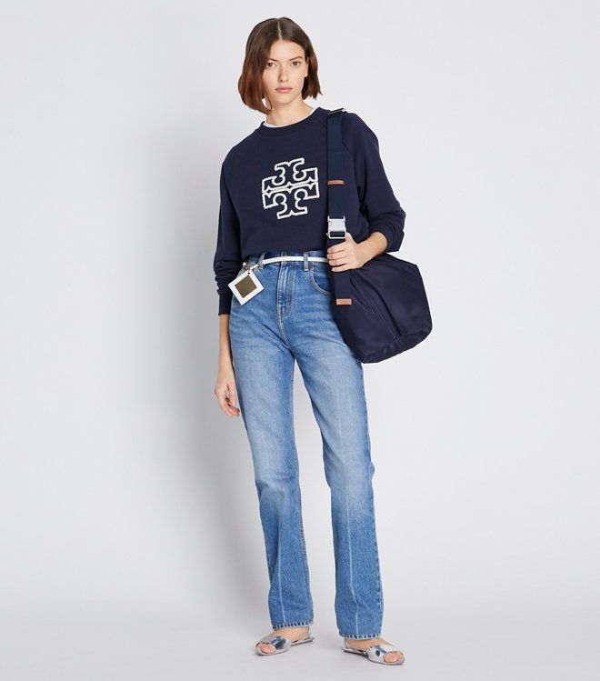 Tory Burch - Áo crewneck Merino French Terry Raglan Logo