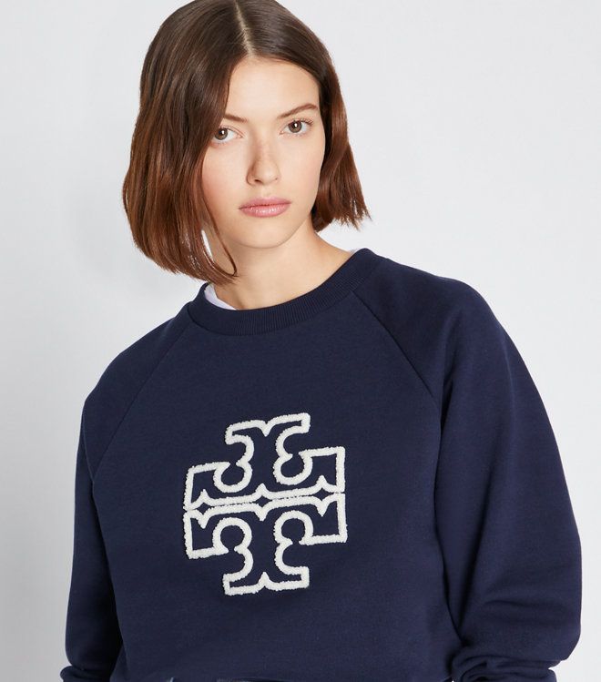 Tory Burch - Áo crewneck Merino French Terry Raglan Logo