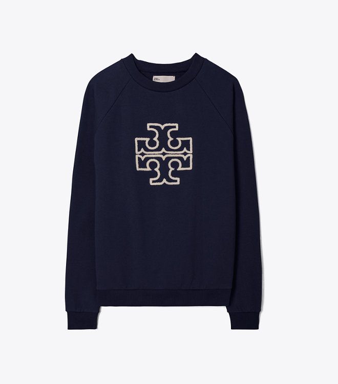 Tory Burch - Áo crewneck Merino French Terry Raglan Logo