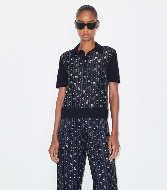 Tory Burch - Áo polo phối lụa