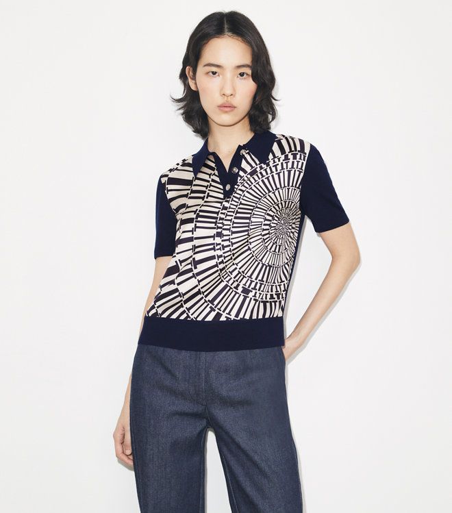 Tory Burch - Áo polo phối lụa