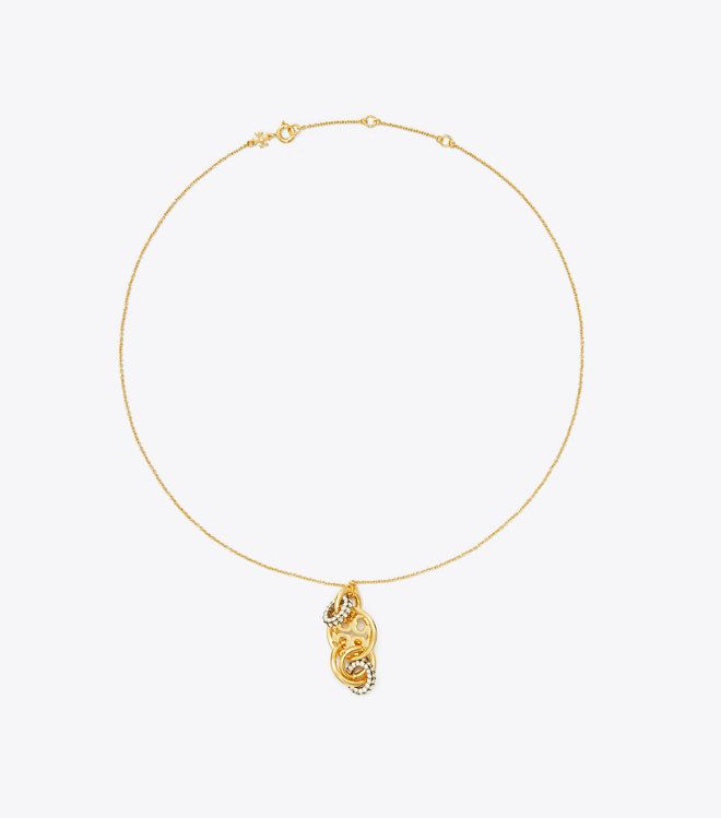 Tory Burch - Vòng Cổ Miller Pave Interlocking Pendant