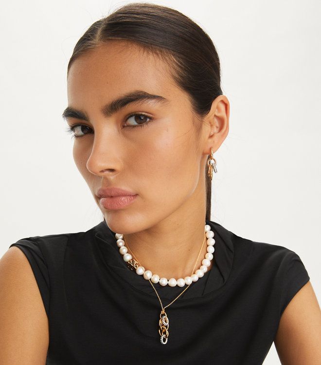 Tory Burch - Vòng Cổ Miller Pave Interlocking Pendant