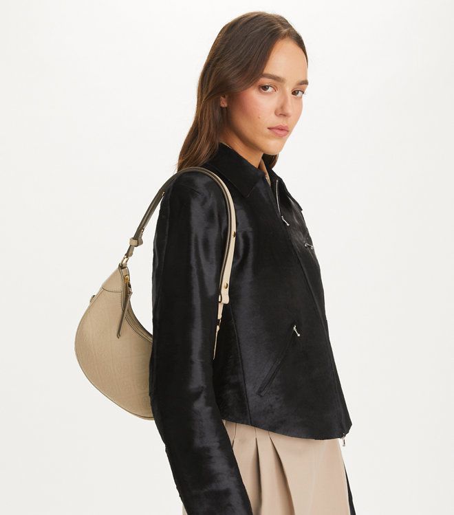 Tory Burch - Túi T Monogram Leather  Crescent Bag