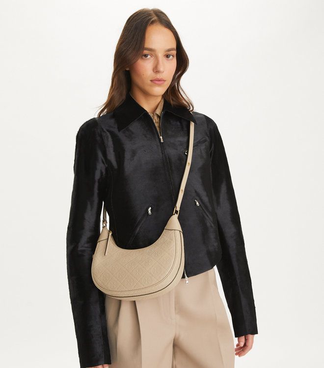 Tory Burch - Túi T Monogram Leather  Crescent Bag