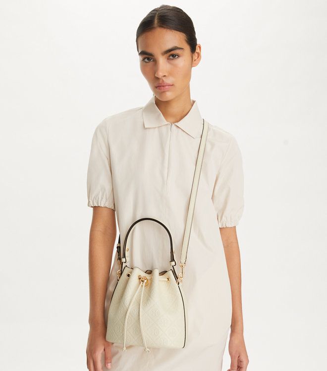 Tory Burch - Túi T Monogram Leather Bucket Bag