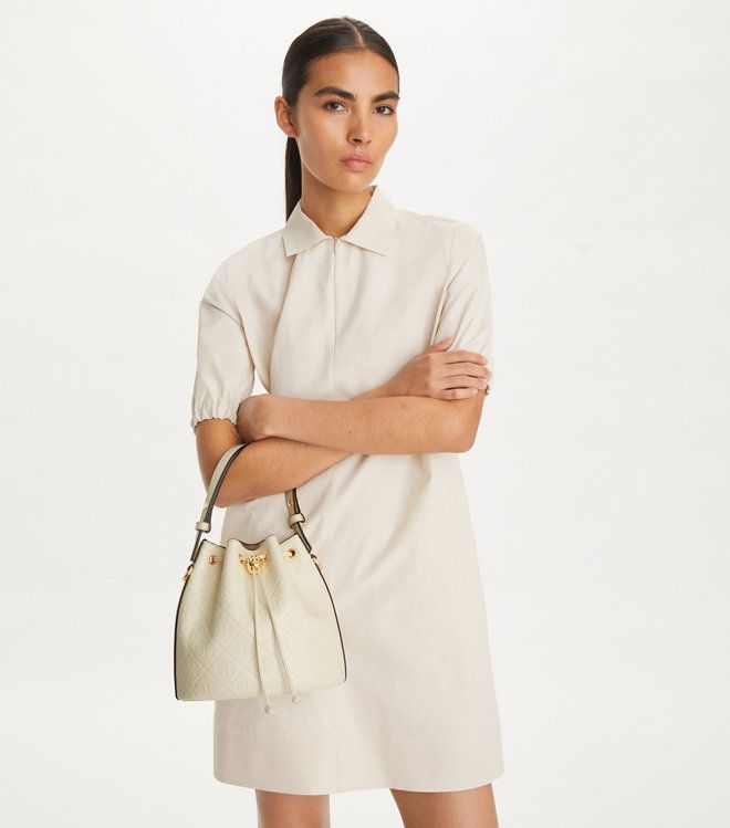 Tory Burch - Túi T Monogram Leather Bucket Bag