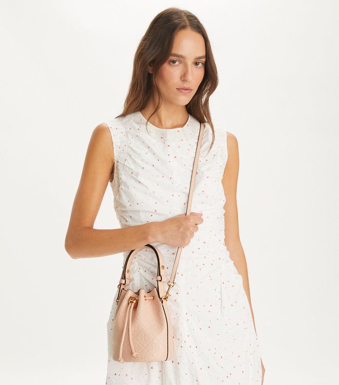 Tory Burch - Túi T Monogram Leather Mini Bucket Bag