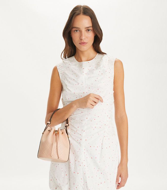 Tory Burch - Túi T Monogram Leather Mini Bucket Bag