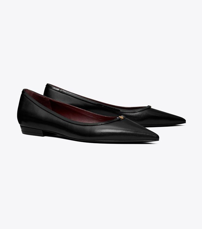Giày Double T Buckle Pointed Toe Flat