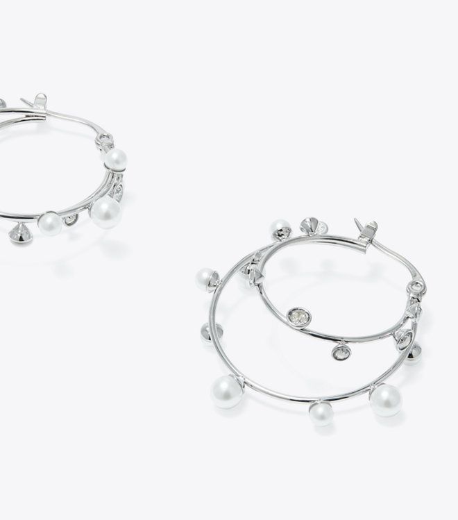 Tory Burch - Bông tai Crystal Double Hoop