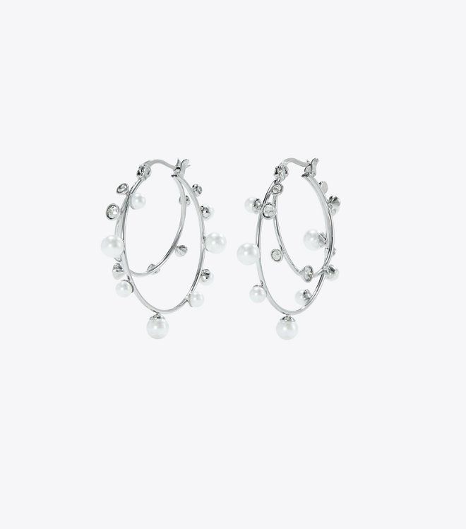 Tory Burch - Bông tai Crystal Double Hoop