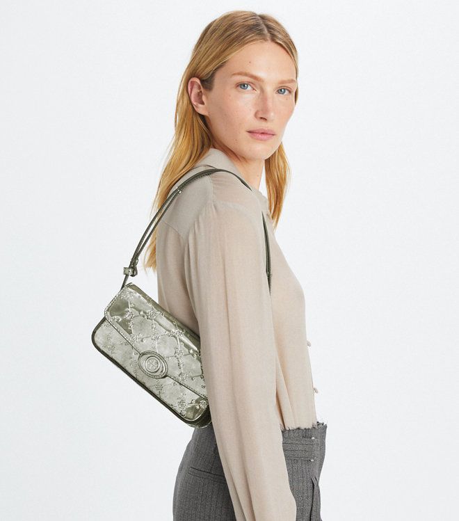 Tory Burch - Túi đeo vai chữ nhật Robinson Floral Metallic
