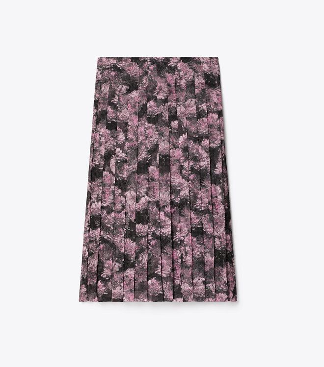 Chân Váy Printed Pleated Silk Skirt