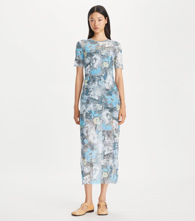 Tory Burch - Đầm T-Shirt mesh in họa tiết