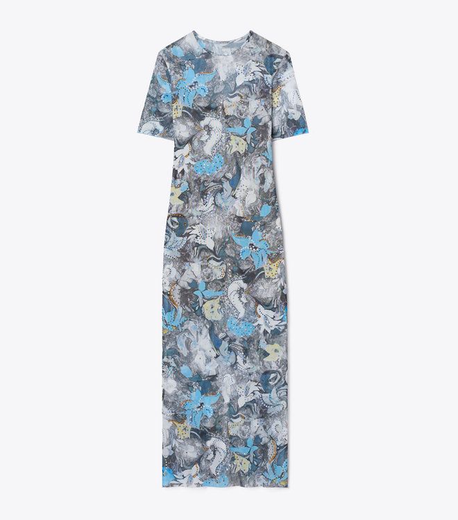Tory Burch - Đầm T-Shirt mesh in họa tiết