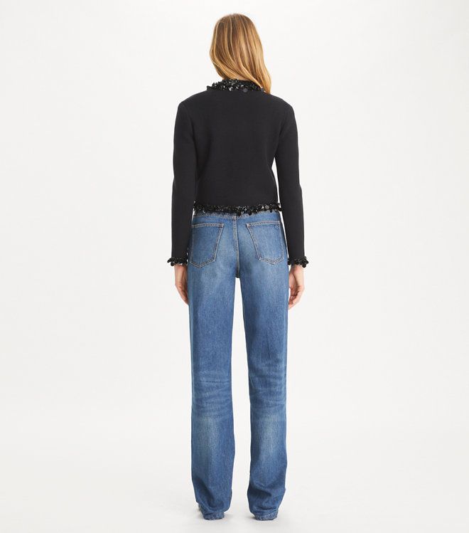 Tory Burch - Áo cardigan Embellished dáng crop