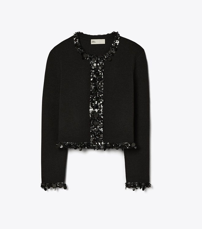Tory Burch - Áo cardigan Embellished dáng crop